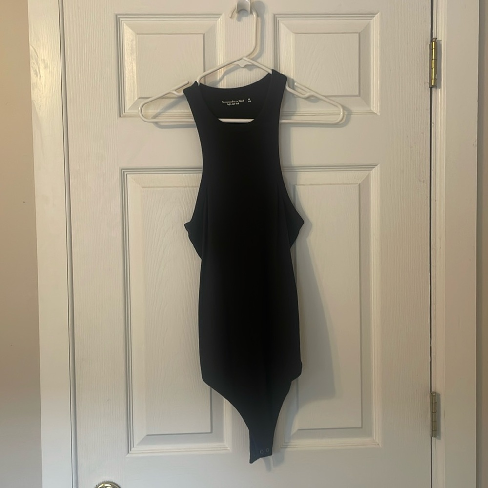 Abercrombie and Fitch Soft AF ribbed black thong bodysuit